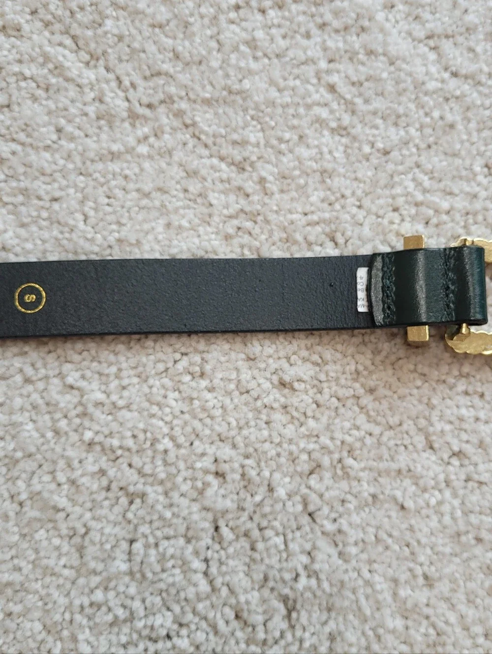 J. Crew Green Genuine Italian Leather Belt with Gold Buckle Size S - Picture 7 of 8